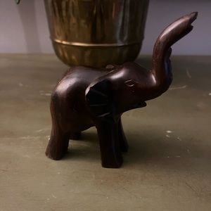 Hand Carved Wood Elephant Figurine Africa Jungle Mahogany Figure Animals Accent